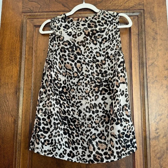 L'Agence Animal Print Sheer V-Neck Tank Women's Size XS / 2 - Picture 2 of 7
